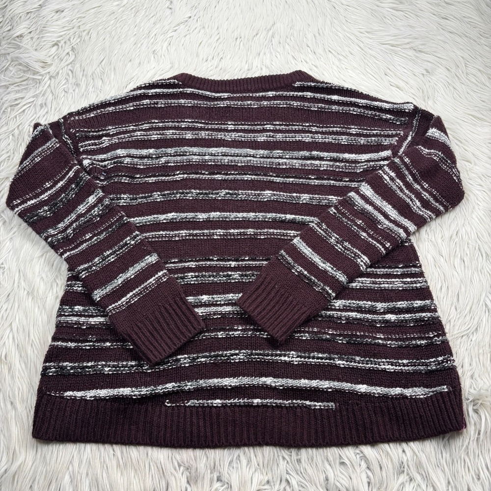 Calvin Klein Women's L Maroon Textured Stripe Relaxed Sweater Preppy Cozy - Picture 5 of 5